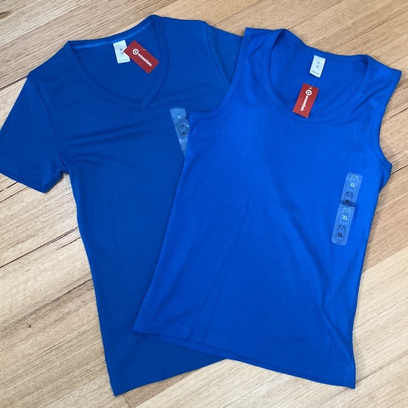 Target Tops - Bundle deal - Blue Short Sleeve T-Shirt and Blue Rib Tank Top - Size XL / 16